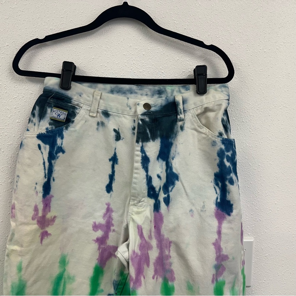 Y2K High Rise 100% Cotton Wrangler Tie-Dye Mom Jeans (1052) - Picture 5 of 12